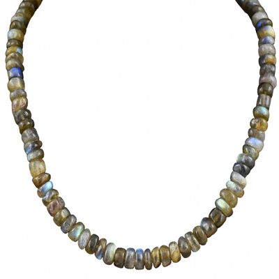 YONKU Natural Labradorite Crystal Bead necklace, Healing Stone Stretch necklace, energy reiki 21 inch SN-YS-11499