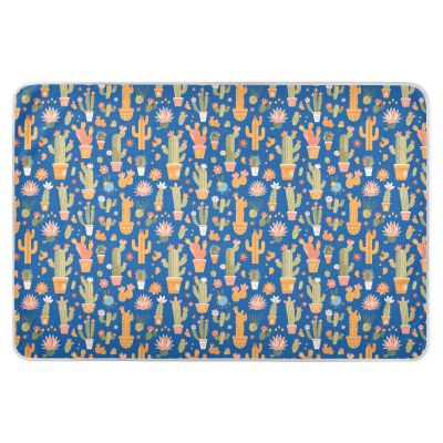 Cactus Pot Blue Extra Large Resuable Potty Training Pad Water Resistant Underpads Wetting Cover Breathable Pee Mats for Baby Boys Girls 52" L x 34" W