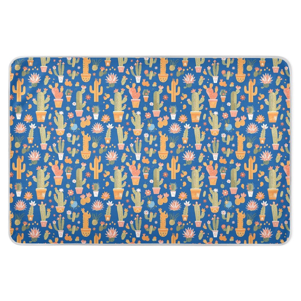 Cactus Pot Blue Extra Large Resuable Potty Training Pad Water Resistant Underpads Wetting Cover Breathable Pee Mats for Baby Boys Girls 52" L x 34" W