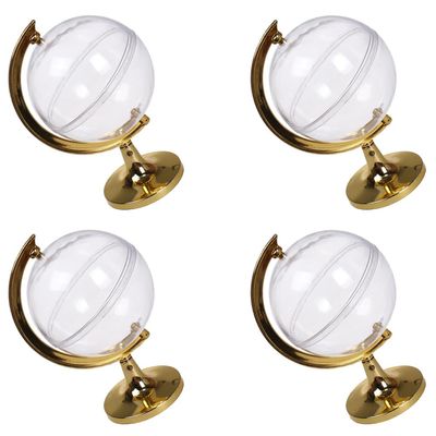 4 Pieces Candy Boxs Candy Case Globe-shaped Candy Container Plastic Treat Boxs Treat Container Gift Box Clear Jewelry Box Jewelry Storage Case for Wedding Birthday Party, Golden