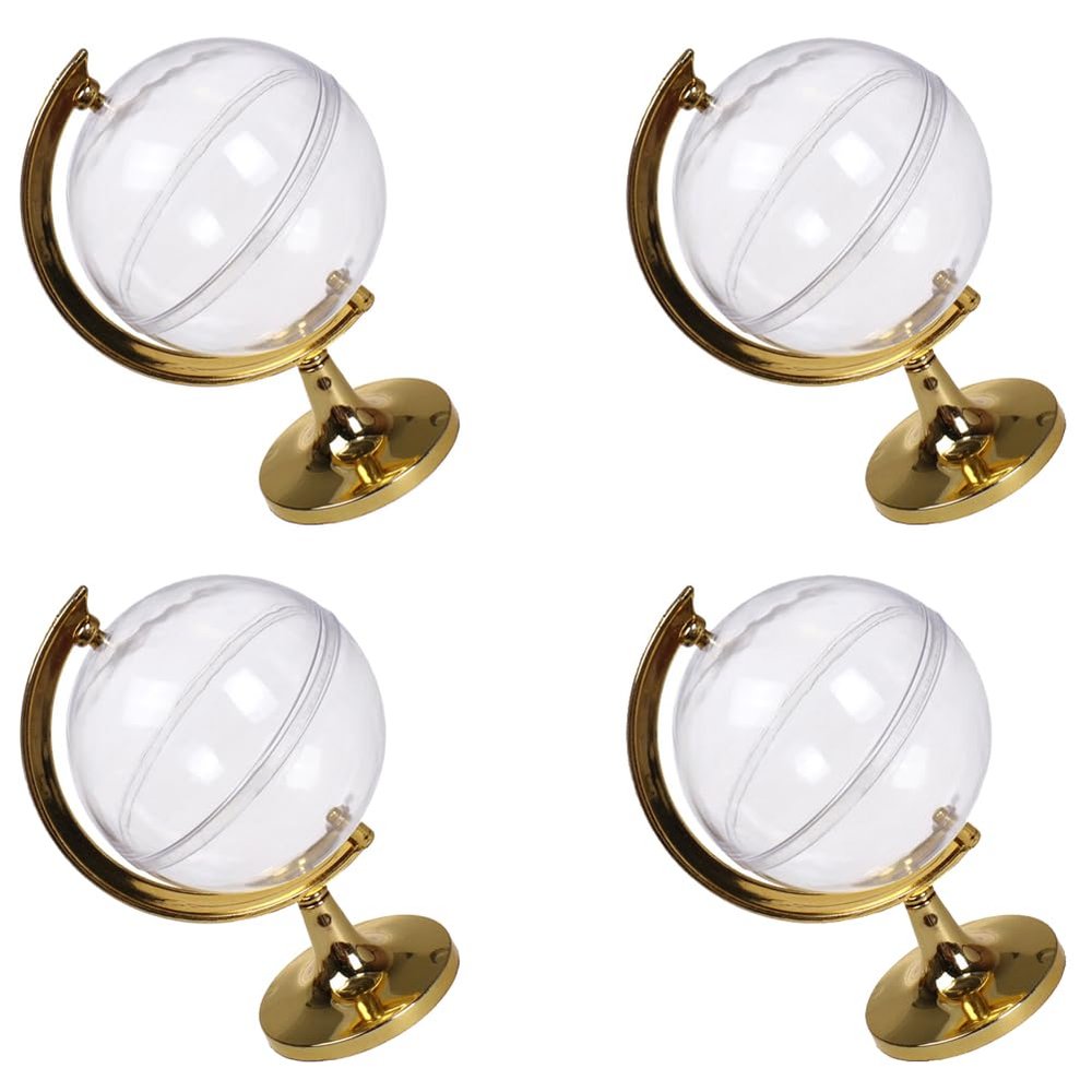 4 Pieces Candy Boxs Candy Case Globe-shaped Candy Container Plastic Treat Boxs Treat Container Gift Box Clear Jewelry Box Jewelry Storage Case for Wedding Birthday Party, Golden