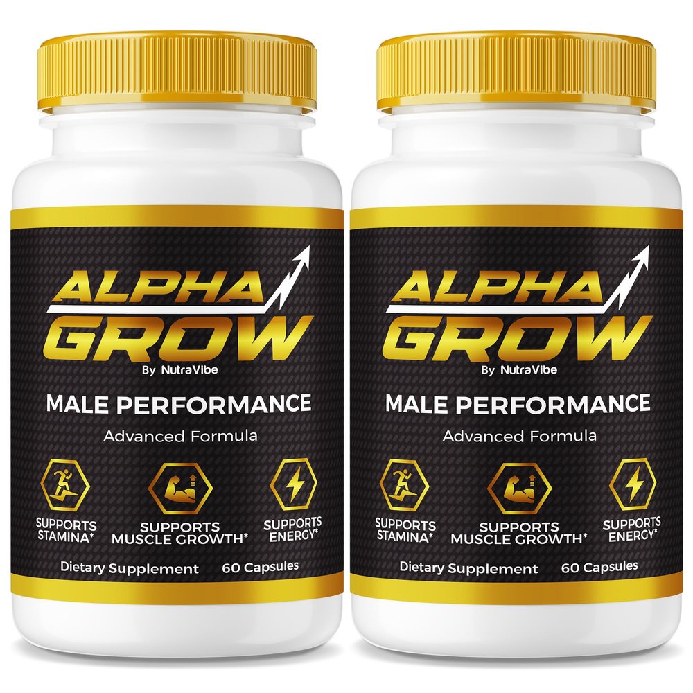 (2 Pack) Alpha Grow for Men, Official AlphaGrow Male Performance with Premium, Natural Ingredients to Sustain Energy, Peak Performance and Endurance, Just 2 Easy-to-Swallow Pills Daily (120 Capsules)