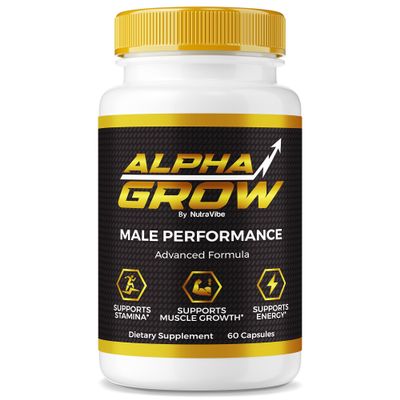 Alpha Grow for Men, Official AlphaGrow Male Performance with Premium, Natural Ingredients to Sustain Energy, Peak Performance and Endurance, Just 2 Easy-to-Swallow Pills Daily (60 Capsules)