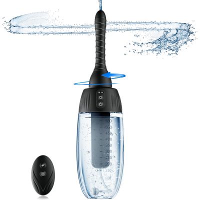 Anal Douche Automatic Rotating Enema - 20oz Douches for Men & Women 360 Deep Cleansing 5 Spouts with 3 Speeds of Rotation & Spray, Anti-Backflow Electric Enema Bulb Remote Control Silicone Enema Kit