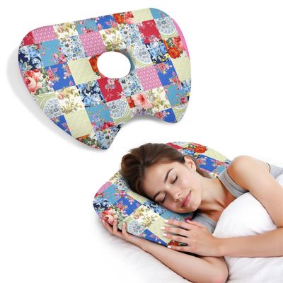 BVOKQUC Ear Piercing Pillow for Side Sleepers Pillows with Holes for Ear Pain,Donut Pillow for Ear Side Sleeping Pillow for Adults CNH Ear Pain Relief Pressure Sores Ear Pillow with Hole in Center