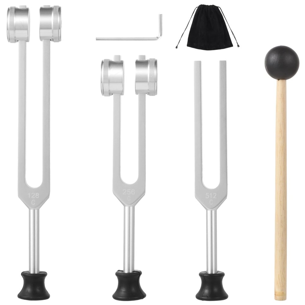 Aluminum Alloy Tuning Fork Set, Three Frequencies 128Hz 256Hz 512Hz, Anxiety Relief And Stress Management Kit