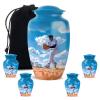 KARYLIZ Baseball Shaped Urns for Women & Men - Blue Cremation Urn for Ashes Adult Male - Small Urns for Human Ashes Adult Female - Funeral Keepsake Urn for Mom & Dad -10 Inch & 3 Inch, Combo of 5 view 1
