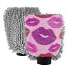 Fake Glitter Cartoon Lip Fashion Pink Car Wash Mitt Scratch Free Car Mitts for Washing Car Drying Mitt 2 Pack view 1