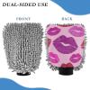Fake Glitter Cartoon Lip Fashion Pink Car Wash Mitt Scratch Free Car Mitts for Washing Car Drying Mitt 2 Pack view 2