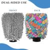 Colorful Cartoon Skateboard Car Wash Microfiber Mitt Scratch-Free Wash Mitt for Cars Car Detailing Gloves 2 Pack view 2