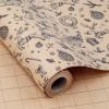 LDGOOAEL Mini Christmas Kraft Wrapping Paper Roll (17 inches X 32.8 feet) Easy-Tear Cut Lines on Back - Pinecones, Reindeer Patterns for Small/Medium Gifts, Xmas Party view 1