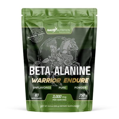 Gade Nutrition Beta Alanine Powder 250g | 3000mg Per Serving | 83 Servings | Pure Unflavored Pre Workout Made in The USA