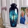 Cremation Urn for Ashes Adult Male Cross and Light Religious Funeral Container Christian Memorial for Dad 10" Large view 1