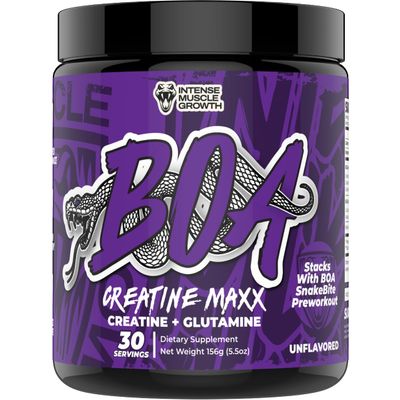 BOA Creatine MAXX Creatine + Glutamine Powder, Unflavored, Muscle Recovery & Performance Support (30 Servings)