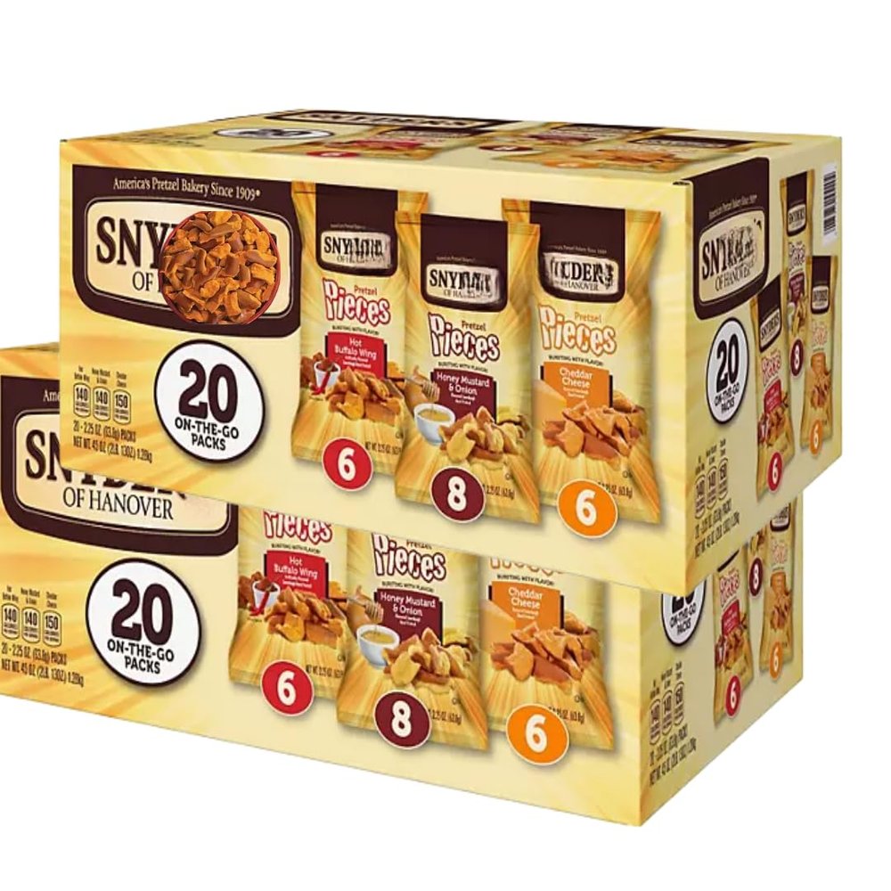 flavored Pretzel Pieces Variety Pack, 2.25 oz, 20 Count (2 Pack)