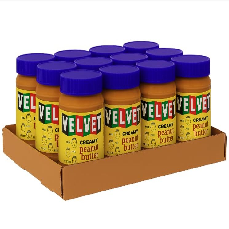 Velvet Peanut Butter, Crunchy Detroits Classic Since 1937, with Fresh, Pure, Delicious Label, Made in the USA, Gluten-Free, Packed with Roasted Peanut Chunks, Perfect for Sandwiches, Baking & Snacking (12 Jars, 18oz Each)