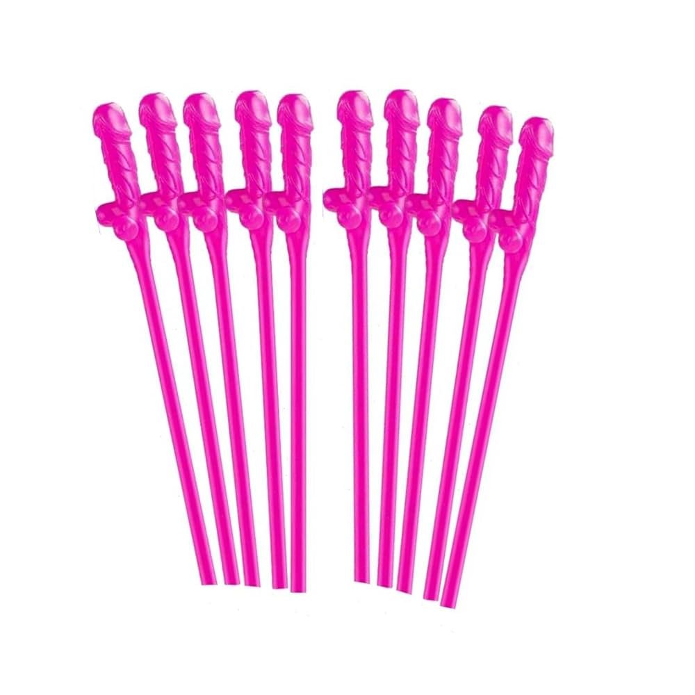 18pcs Bachelorette Party Pennis Straws Pack,Funny toys, disposable straws, multi-functional straws Funny Crazy Hen Drinking Naughty Favors (Pink)