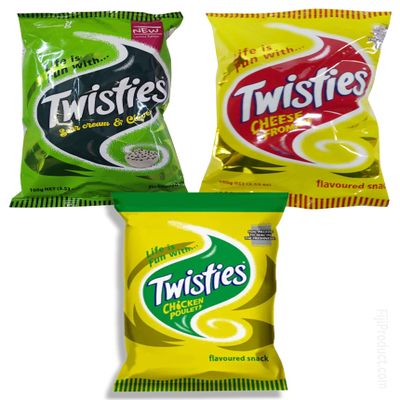 Variety Puffs Snack - Twisties Sour Cream, Twisties Cheese, Twisties Chicken (Value Pack of 3 x 100g) Favorite Snack Of The Pacific Islanders, Classic Flavored Baked Snacks