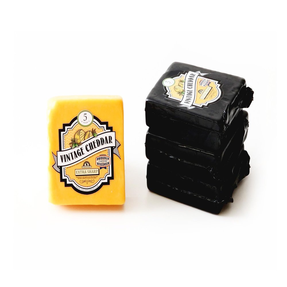 Aged Yellow Cheddar Cheese - 5 Years | (4) 8 oz Pieces | Extra Sharp, Bold & Tangy Authentic Wisconsin Cheddar Cheese