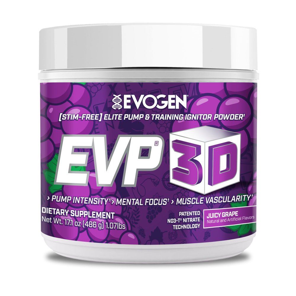 Evogen EVP 3D - Stim Free Pre Workout Powder for Men & Women | Sugar Free Non Stim Preworkout with Beta Alanine and Creatine for Energy & Pump | Juicy Grape | 40 Servings