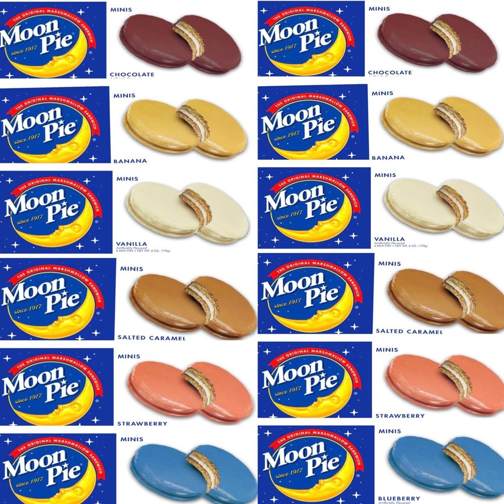 Mini Marshmallow Sandwich Cookies 72 Count (12 Boxes, 6 Each) All 6 Flavors Individually Wrapped Bulk Snacks for Office, Staff, Clients, Meetings, Training, Events Wholesale Snack Treats