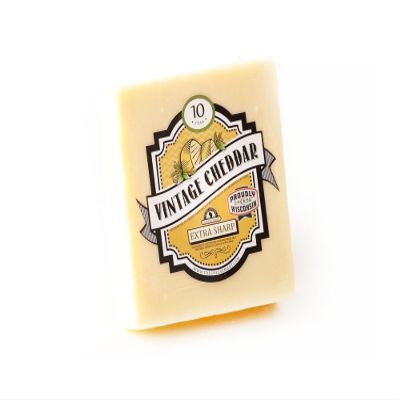 Aged White Cheddar Cheese - 10 Years | 8 oz Piece | Extra Sharp, Bold & Tangy Authentic Wisconsin White Cheddar Cheese Aged for 10+ Years (2-Pack)