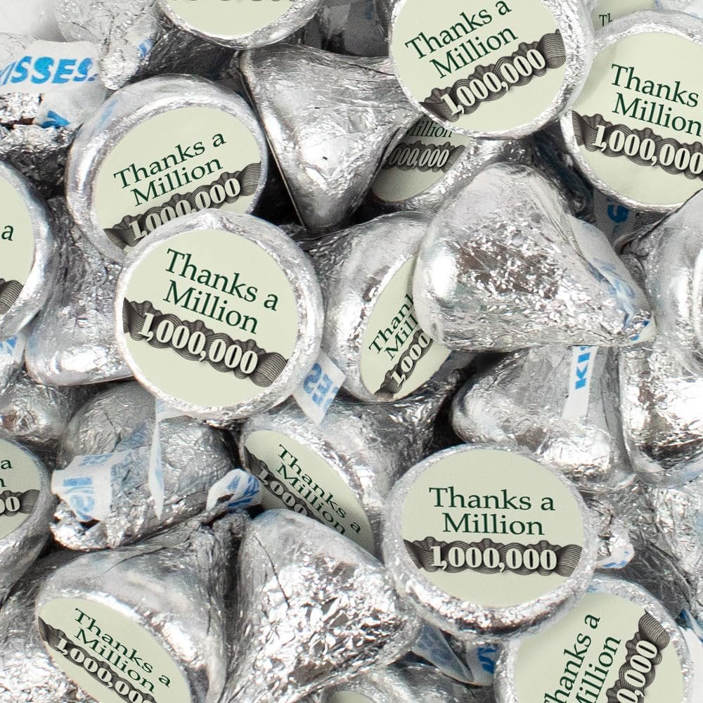 340 Pcs Thank You Candy Employee Appreciation Stickered Kisses Chocolate For Office Party Gifts, Corporate Event Giveaways And More (3.4lb) Million Thank You