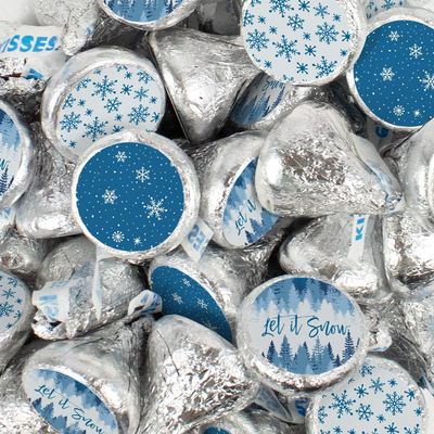 340 Pcs Christmas Candy Party Favor Stickered Milk Chocolate Kisses For Winter Weddings, Holiday Favors, Gifting, Dessert Tables & More (3.4lb) - Let It Snow