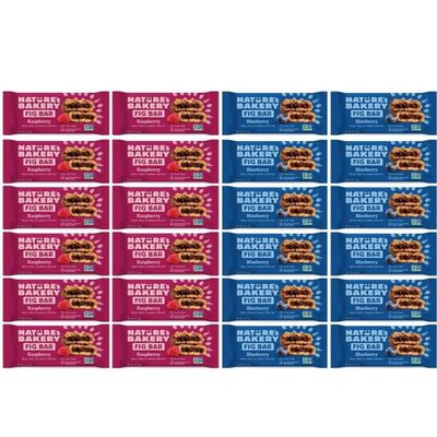Nature- Bakery Fig Bar Variety Pack - 32 Twin Packs (2oz Each) - Blueberry and Raspberry Flavors, Whole Wheat, Non-GMO, Kosher Certified, Vegan - Custom Bundled by MOOCHI