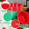 Layhit 100 Pcs Christmas Disposable Plastic Bowls 12 oz Serving Bowls view 3