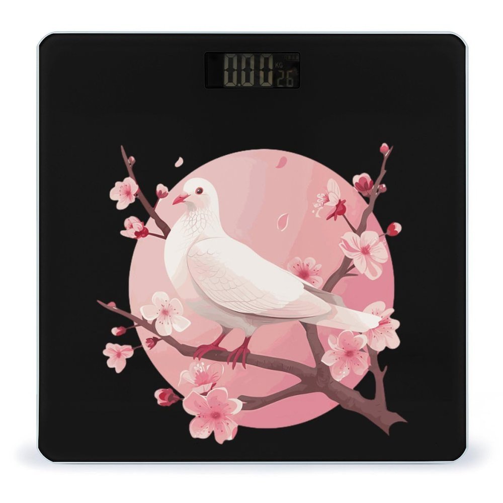 Dove Pigeon Bird Japanese Cherry Flowers Scale for Body Weight Bathroom Digital Body Weight High Precision Scale for Home Office