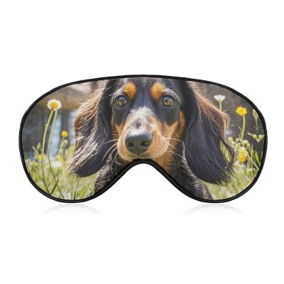 Cute Dachshund Blackout Sleep Eye Mask, Ventilated Fabric, Adjustable Wearing Style, Zero Pressure Sleeping Mask Soft Skin Friendly Eyeshade for Women Men