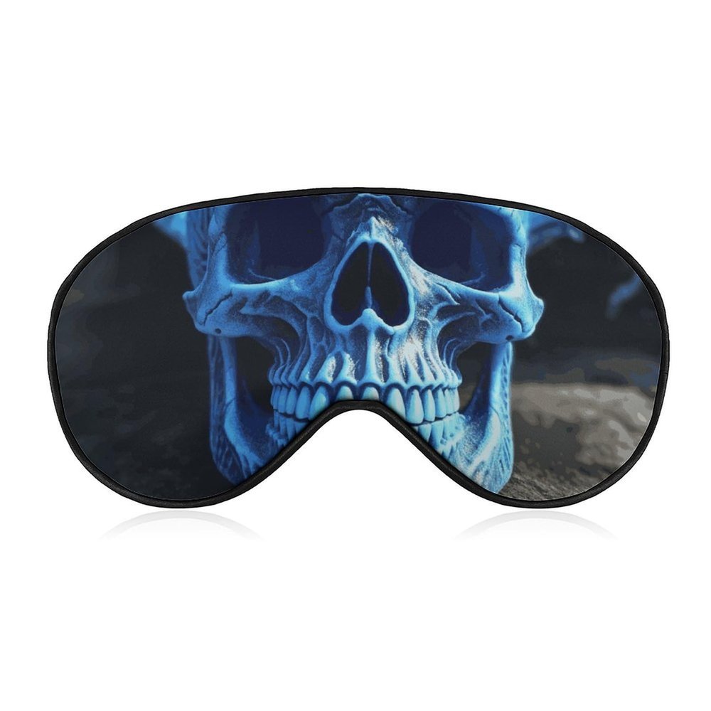 3D Print Blue Skull Blackout Sleep Eye Mask, Ventilated Fabric, Adjustable Wearing Style, Zero Pressure Sleeping Mask Soft Skin Friendly Eyeshade for Women Men