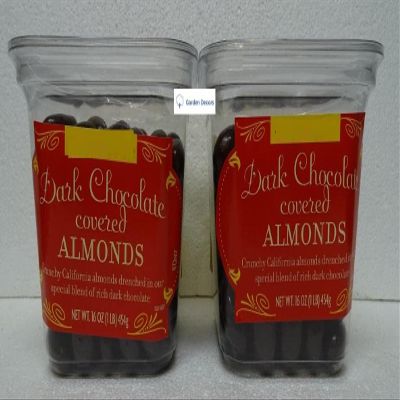 Trader Joe Dark Chocolate Covered Almonds 16oz 454g (Two Tubs)