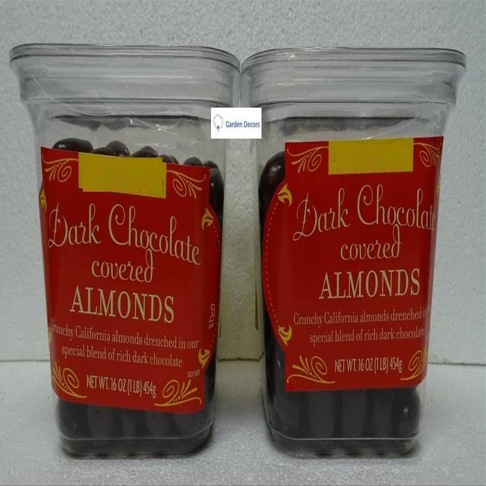 Trader Joe Dark Chocolate Covered Almonds 16oz 454g (Two Tubs)