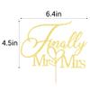 Finally Mr&Mrs Wedding Cake Topper, Elegant Cake Topper For Wedding Anniversary, Romantic Wedding Party Decorative Cake ToppersGolden view 4