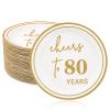 Ottin 50 Count White 7-Inch Dessert Paper Plates Gold Cheers to 80 Years Disposable Plates for 80th Anniversary, Birthday Party & Milestone Celebrations view 1