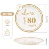 Ottin 50 Count White 7-Inch Dessert Paper Plates Gold Cheers to 80 Years Disposable Plates for 80th Anniversary, Birthday Party & Milestone Celebrations view 2
