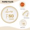 Ottin 50 Count White 7-Inch Dessert Paper Plates Gold Cheers to 80 Years Disposable Plates for 80th Anniversary, Birthday Party & Milestone Celebrations view 4