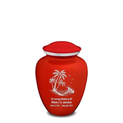 Geturns Embrace Small Personalized Palm Beach Cremation Urns for Human Ashes I Bright Red Funeral Urn for Men and Women I Holds up to 44 Cubic Inches