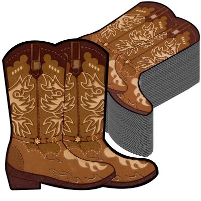 200Pcs Cowboy Boot Napkins Western Cowboy Party Decorations Wild West Cowgirl Boot Decorative Napkins Parties Supplies for Baby Shower Rodeo Boot Shaped Birthday Lunch Dinner Table Decor Party Favor