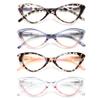 EYEURL Reading Glasses for Women Cat Eye-4 Pack Fashion Blue Light Blocking Readers Anti-Glare/UV Rays Eyeglasses with Spring Hinges 1.50 view 1
