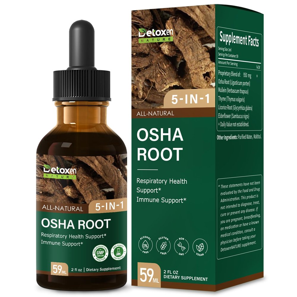 DetoxenNATURE OSHA Root Extract Tincture for Respiratory Health w/Mullein.