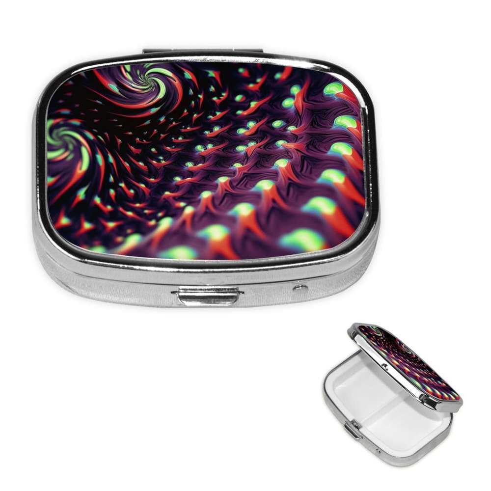 Pill Box Small Pill Case for Pocket & Purse Pill Organizer Portable Pill Container Cute Medicine Organizer Fantasy Sci-Fi Dizziness Travel Pillbox for Vitamin Fish Oil Supplements
