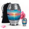 Beach Purple Sunset Funeral Large urns for Human Ashes Men & Women - Tiny cremains urn for Ashes Mother & Father - Cremation Gifts for Decorative - Combo 10inch 200lbs & Keepsake 3inch view 1
