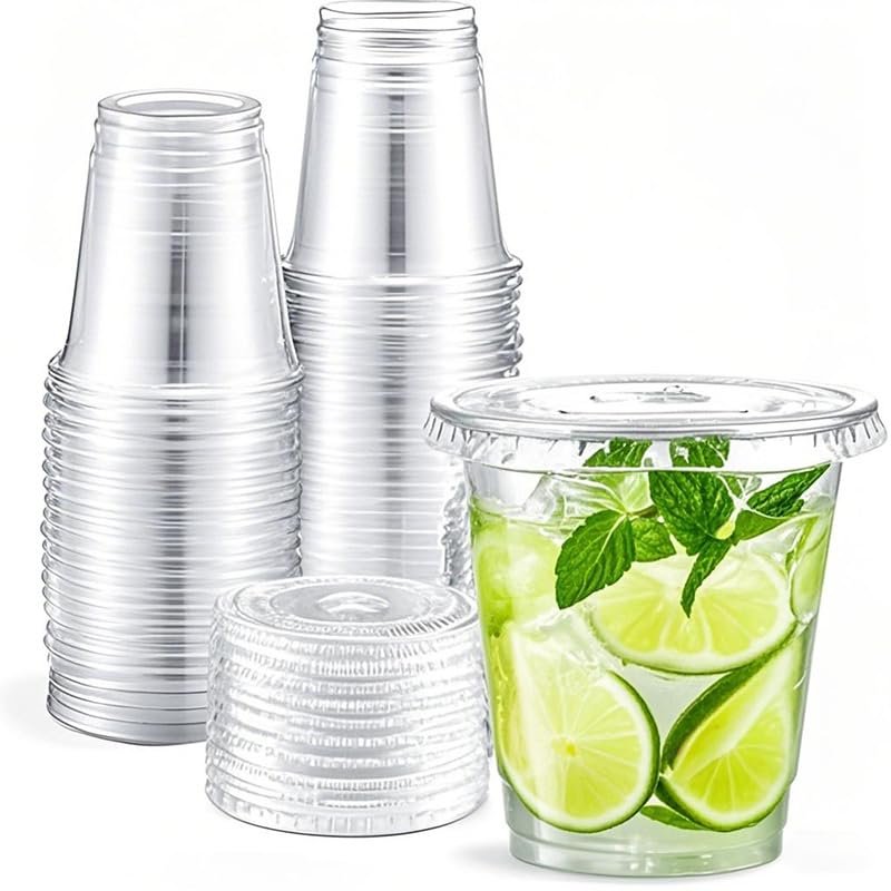 One-time use transparent cups - portable and waterproof - essential for parties and picnics (100, 8oz)