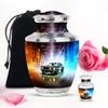 Black Car Handmade Small Funeral urns for Human Ashes Adult Female & Women - Large Burial urn for Ashes Male & Father - Decorative Gifts for cremains - Combo 10inch 200lbs & Keepsake 3inch view 1