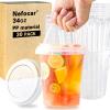 30 Pack 34oz Plastic Cups with Lids and Straws, Disposable Coffee Cups with Lids, Sturdy & Food Safe To Go Cups for Cold & Hot Drinks/Smoothies, Fruit Drinks Cups for Summer Beverages, Bar/Beach Party view 1