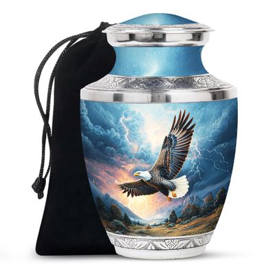 SABURIAL Eagle Urn - Memorial Funeral Urns for Human Ashes Adult Female & Male - Unique Cremation Urn for Women - Urns for Ashes Adult Male - 10 Inch