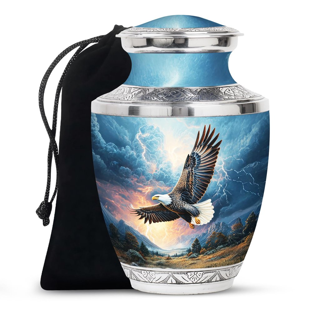 SABURIAL Eagle Urn - Memorial Funeral Urns for Human Ashes Adult Female & Male - Unique Cremation Urn for Women - Urns for Ashes Adult Male - 10 Inch